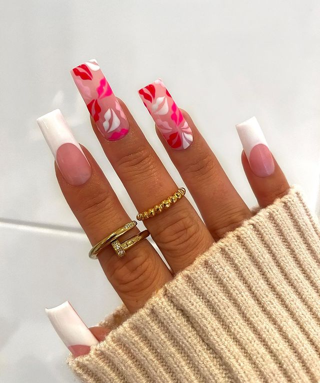 Red And White Nails