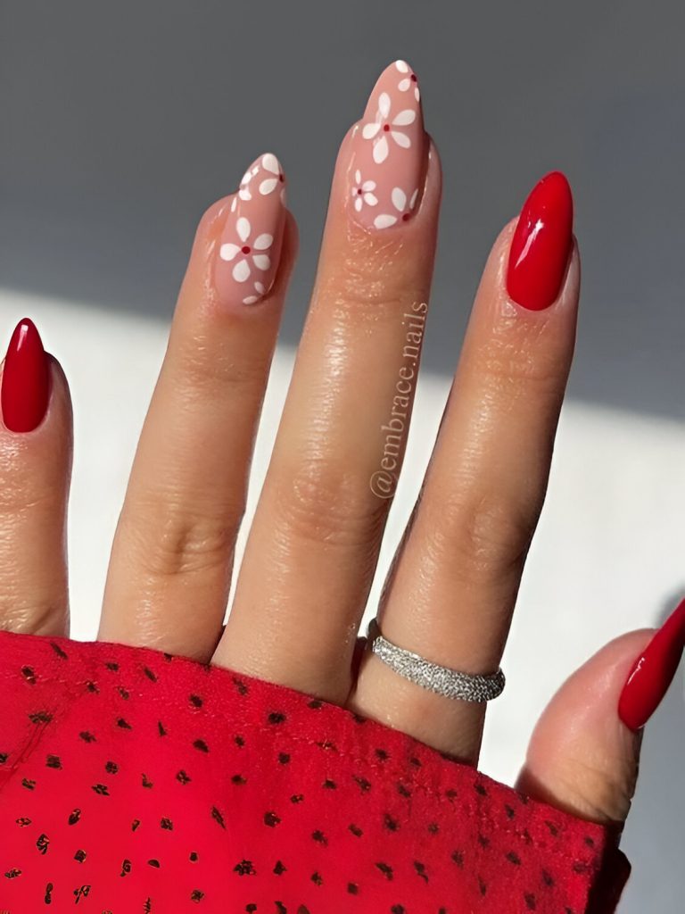  Red And White Nails
