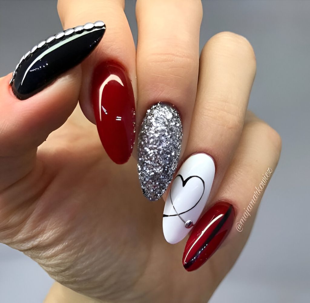  Red And White Nails