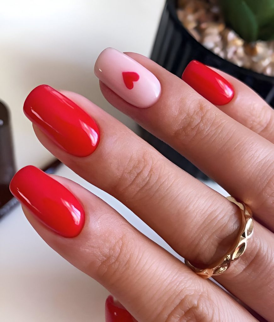 Red Heart Nail Designs