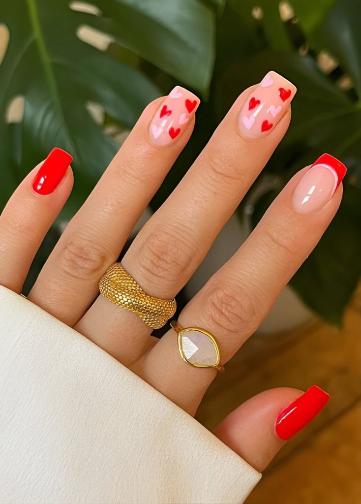 Red Heart Nail Designs