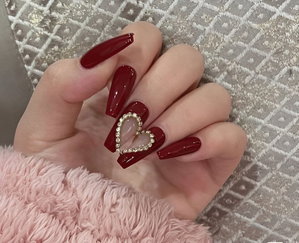Red Heart Nail Designs