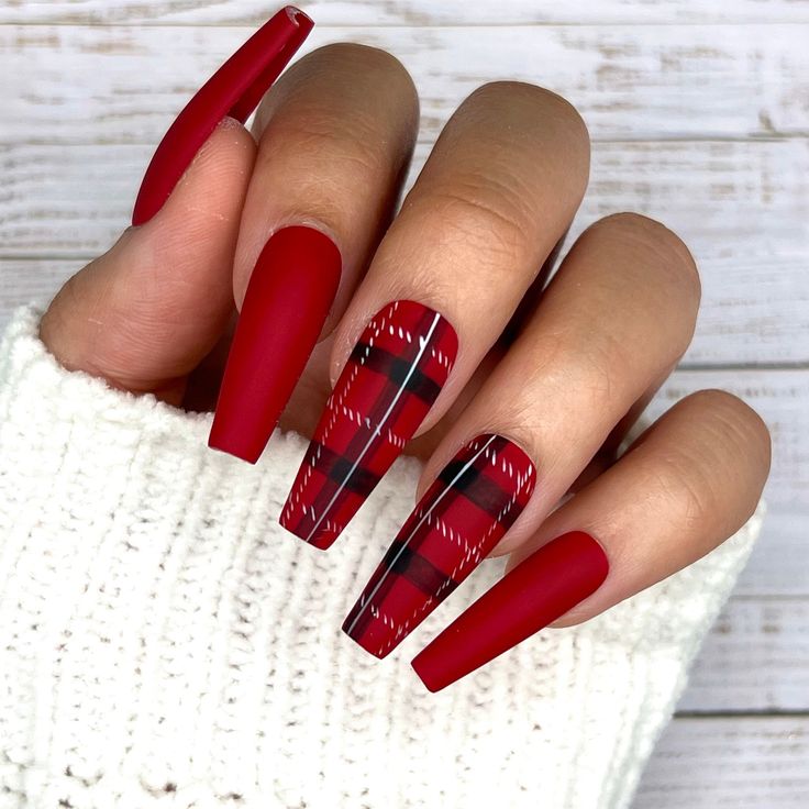 Red Plaided Nails