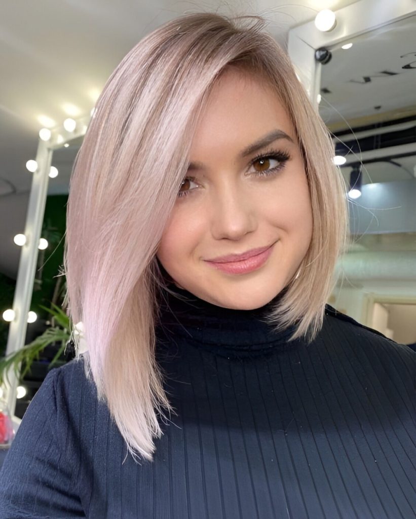 Rose Gold Asymmetrical Bob