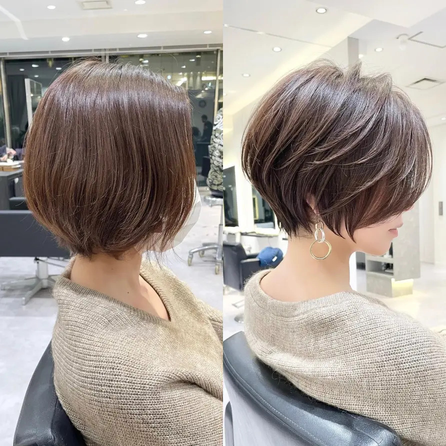 Rounded Brunette Short Bob
