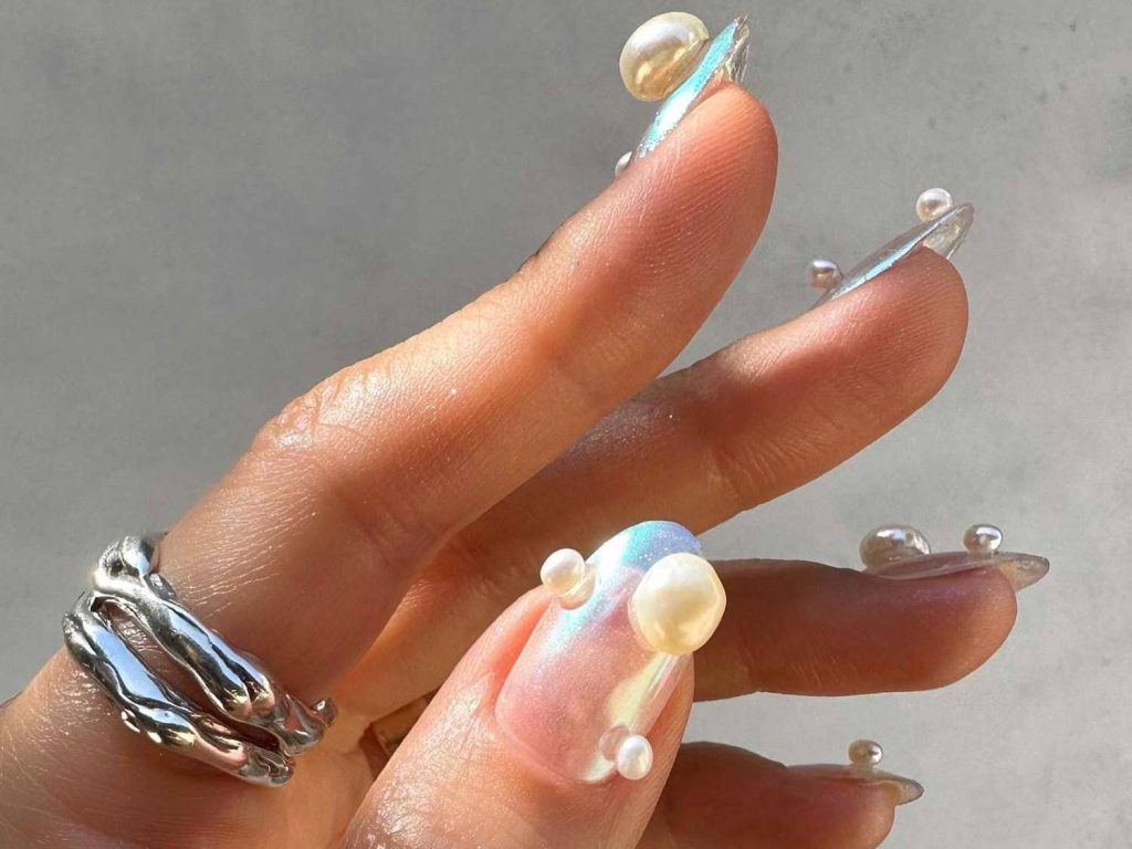 Sea Pearl Charms On Summer Nails