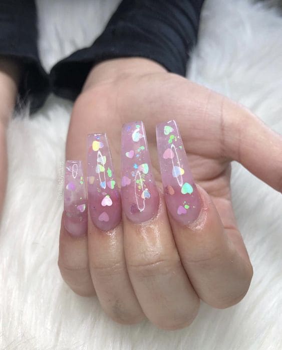 Sequin Clear Nails1