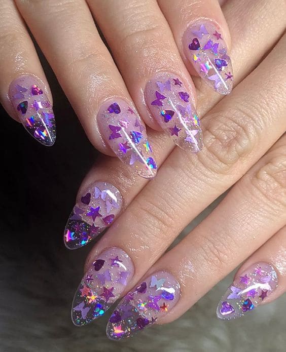 Sequin Clear Nails3