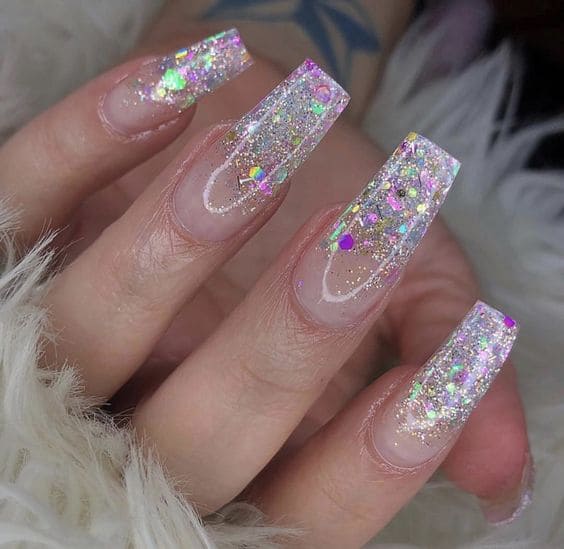 Sequin Clear Nails