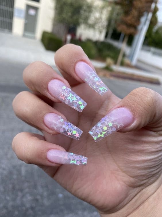 Sequin Clear Nails