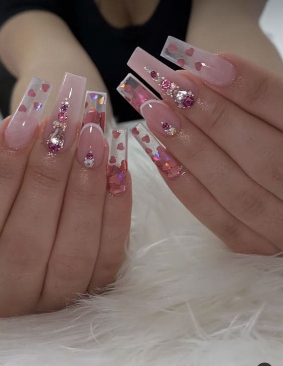 Sequin Clear Nails