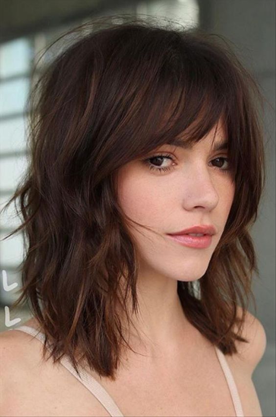 Shaggy Dark Brunette Layered Bob Cut