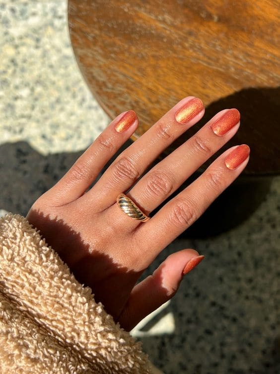 Shimmer Amber Autumn Nail Designs