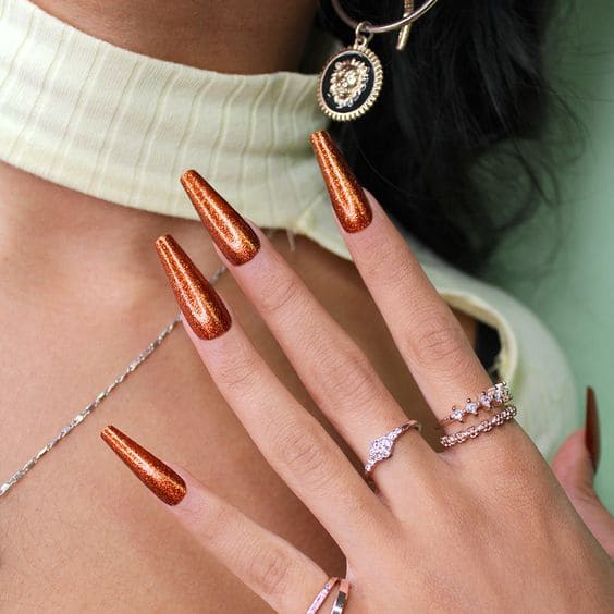 Shimmer Amber Autumn Nail Designs