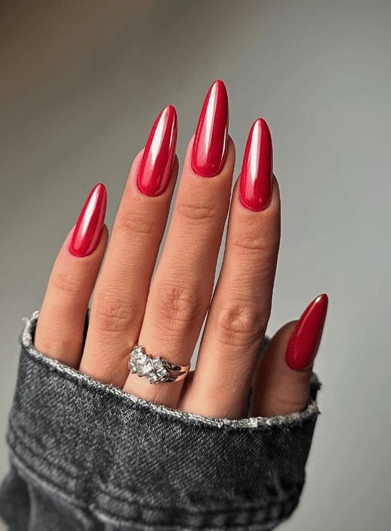 Shiny Chrome Red Mani