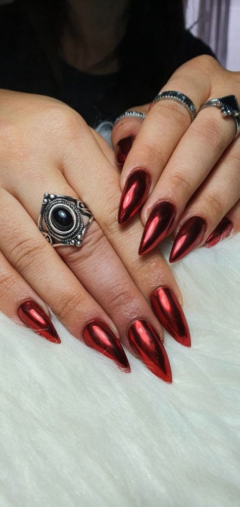 Shiny Chrome Red Mani