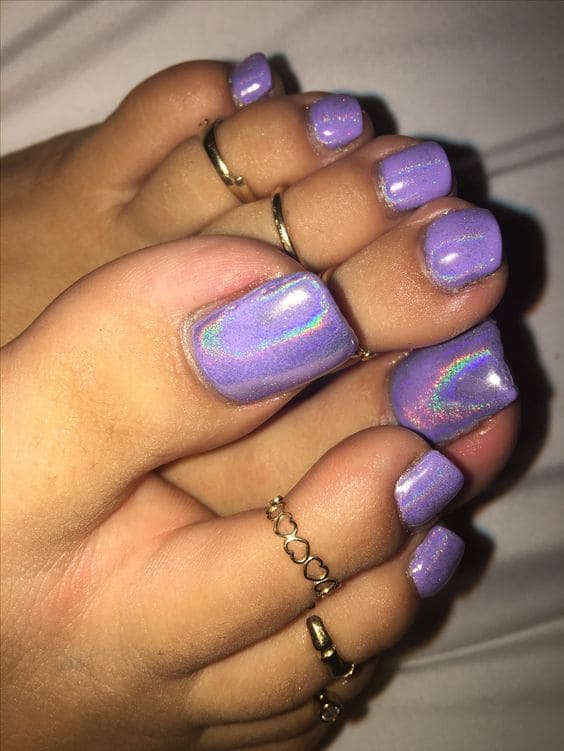 Shiny Hologram Baddie Toe Nails
