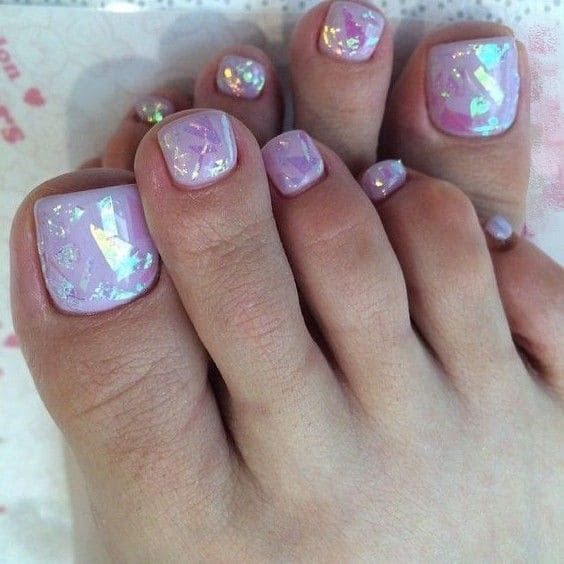 Shiny Hologram Baddie Toe Nails2