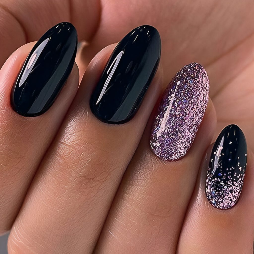  Short Black Almond Nails