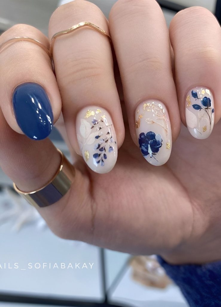 Short Floral Nails