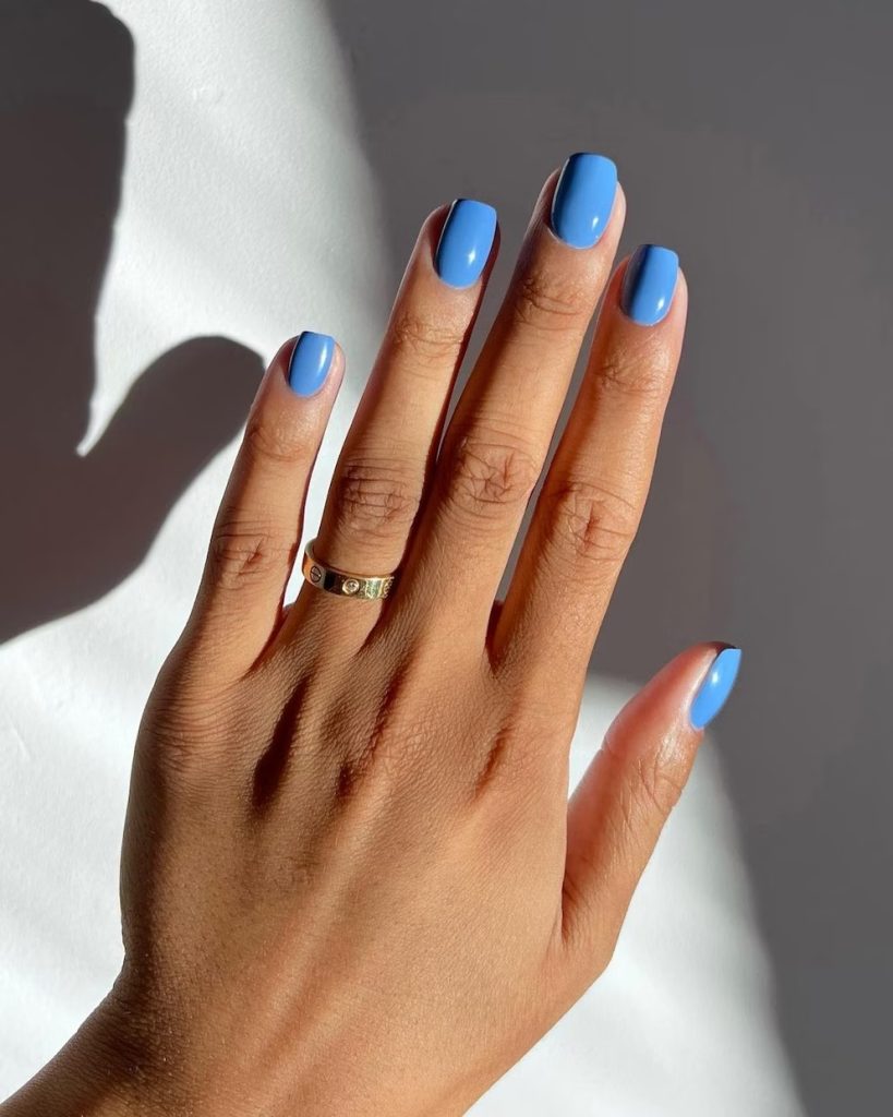 Short Light Blue Nails