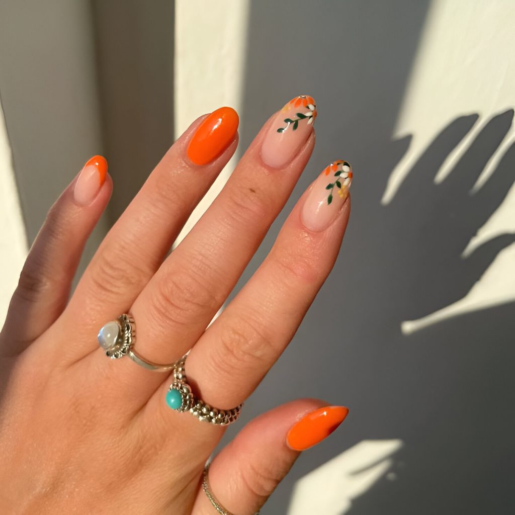Short Orange Manicure