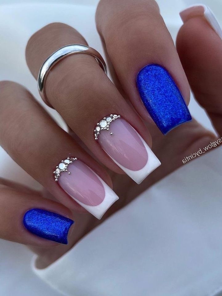Short Square Royal Blue Nails