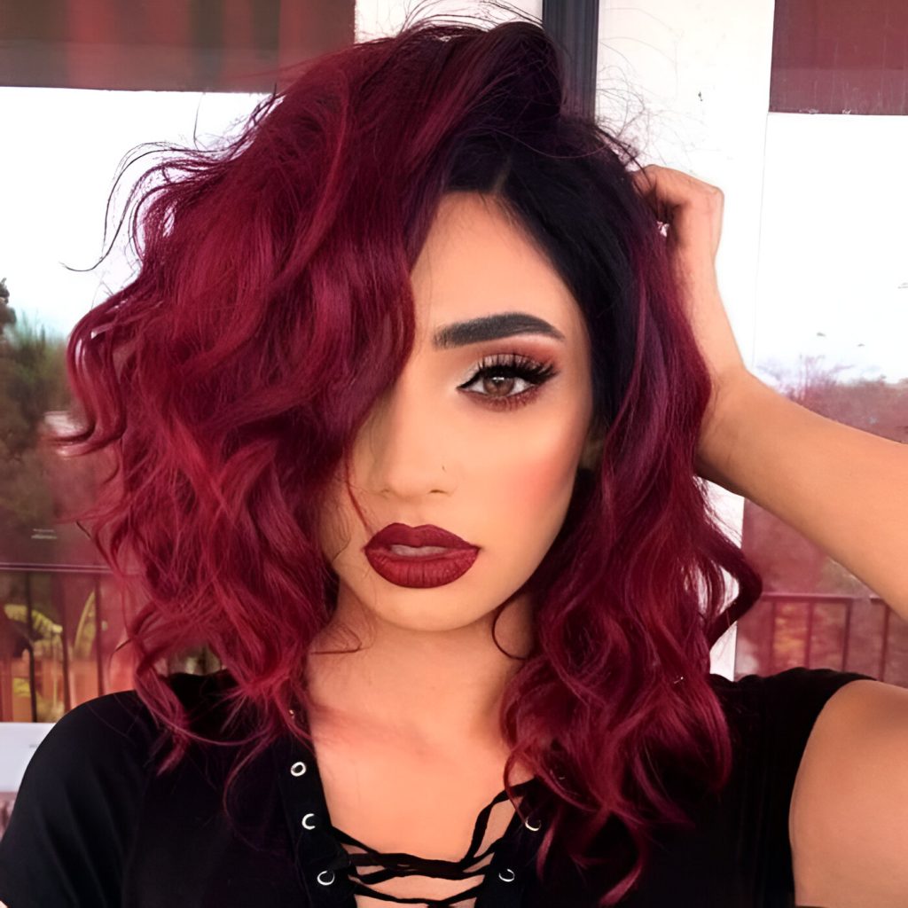 Short Wavy Burgundy Hair