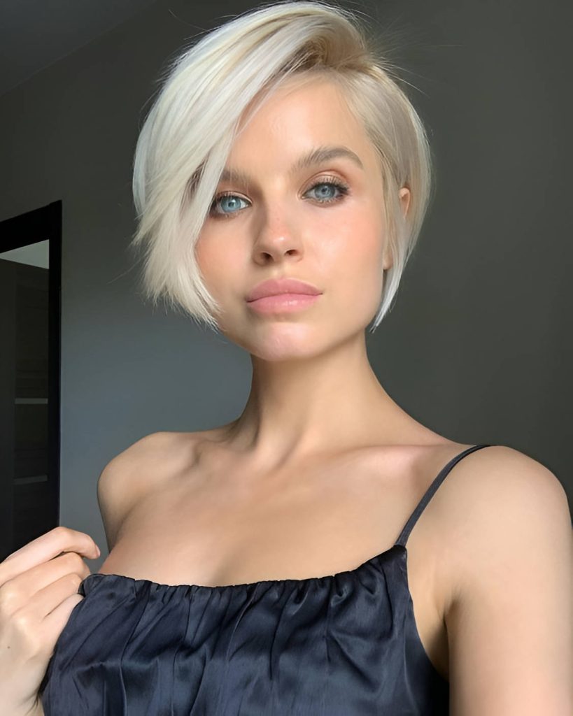 Silver Blonde Long Pixie