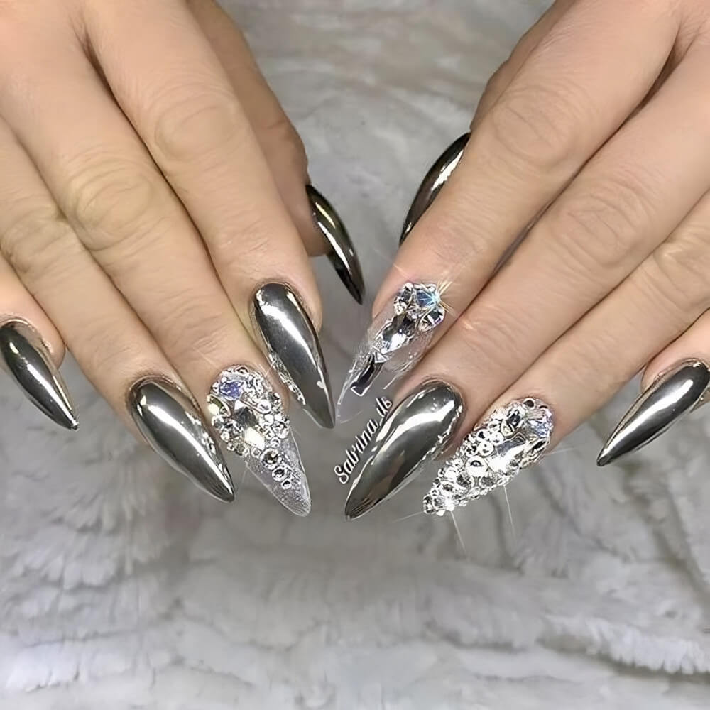 Silver Chrome Nails