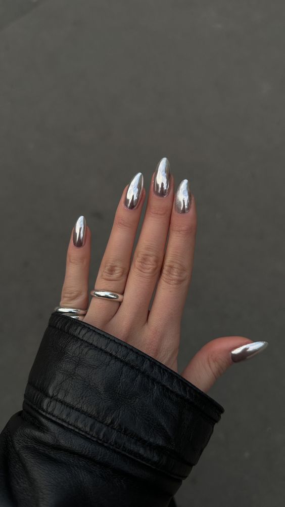 Silver Chrome Nails