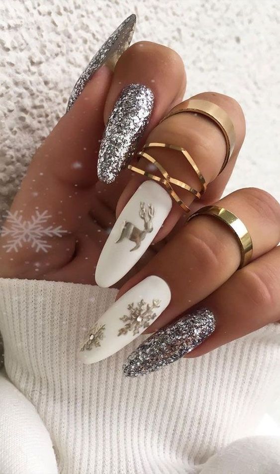 Silver Festive Nails