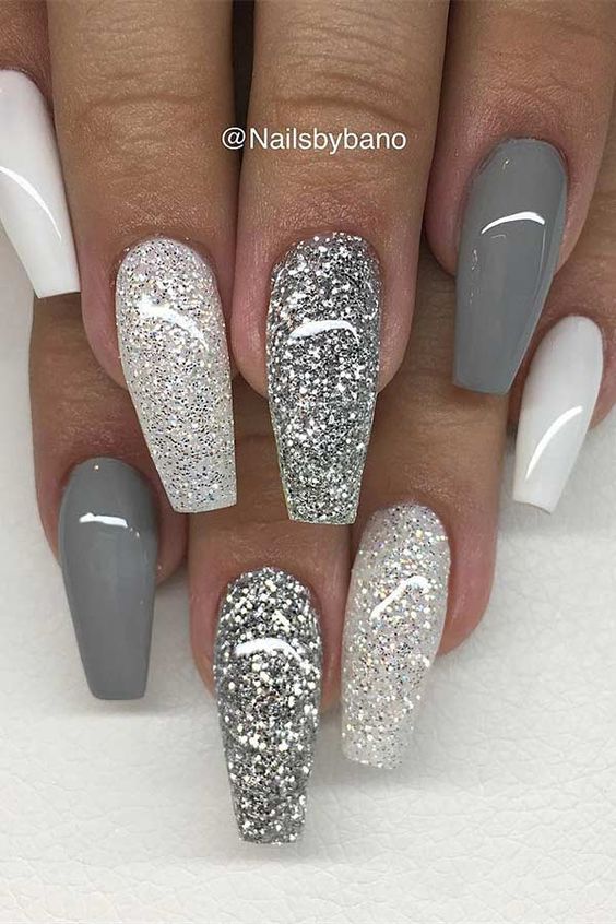 Silver Festive Nails