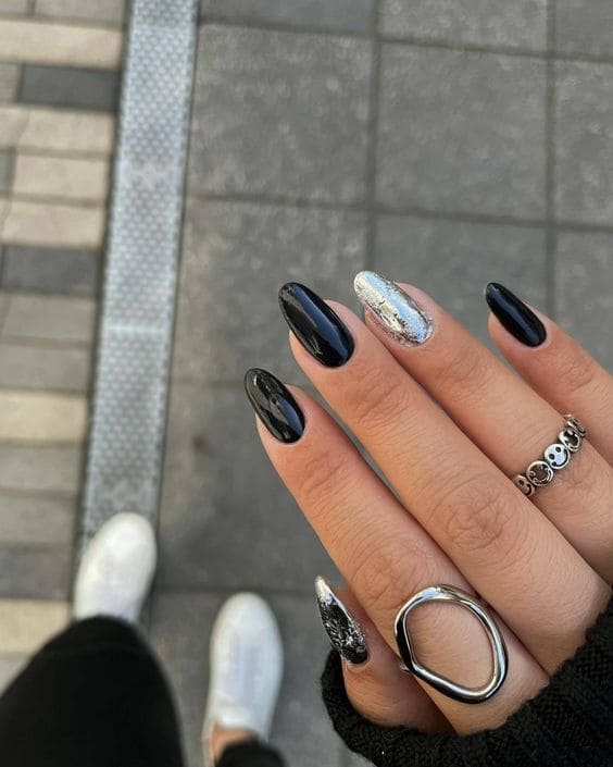 Silver Foil Nail Designs