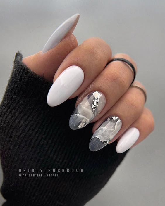 Silver Foil Nail Designs