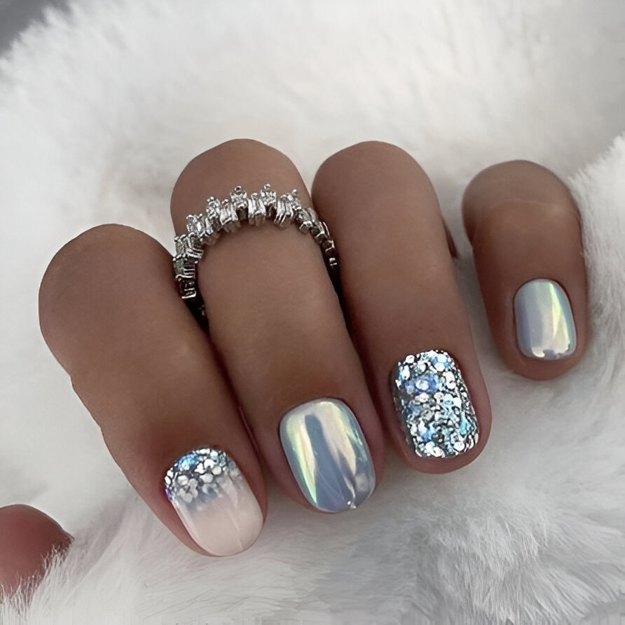 Silver New Year Nails