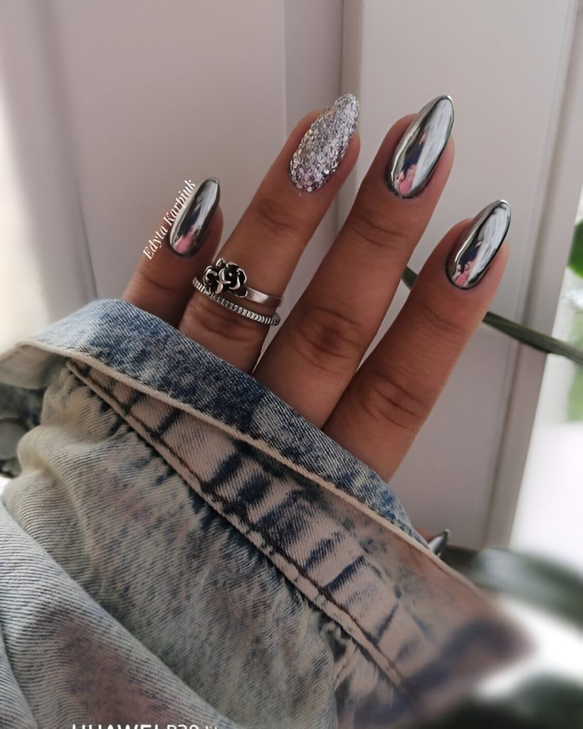 Silver New Year Nails