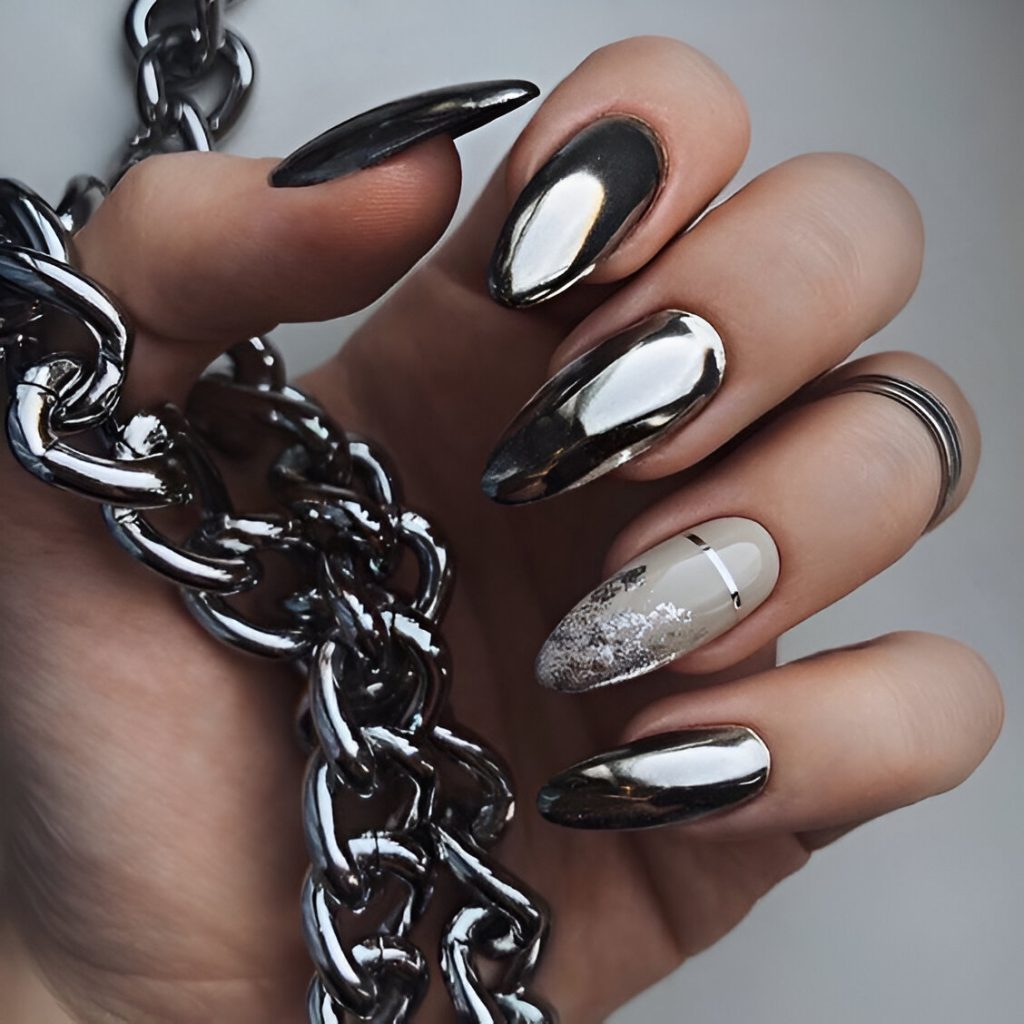 Silver New Year Nails