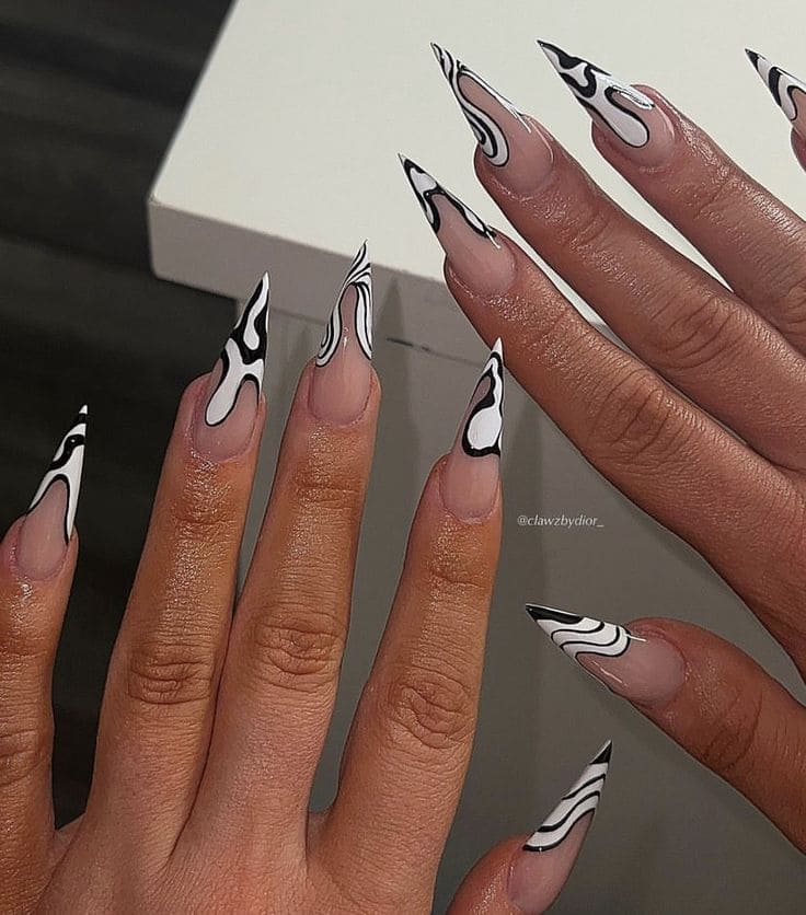 Simple Black and White Nail Art