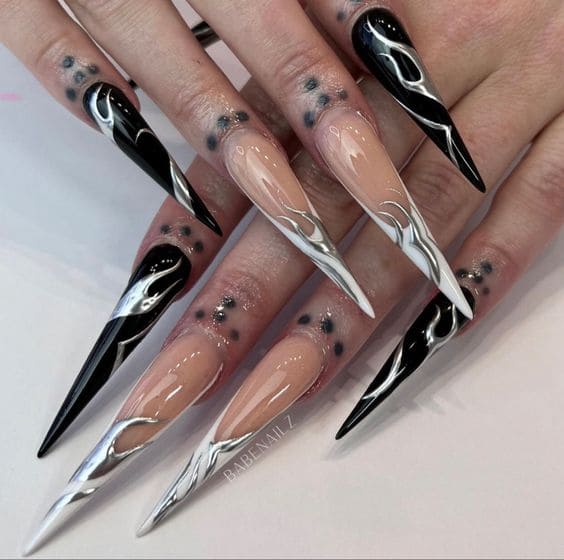 Simple Black and White Nail Art