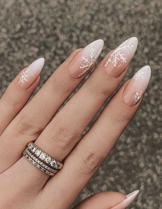  Simple Christmas Nails With Snowflakes