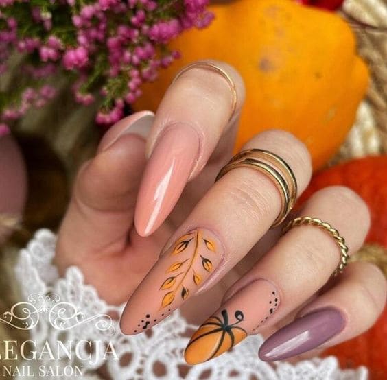 Simple Pumpkin Fall Manicure