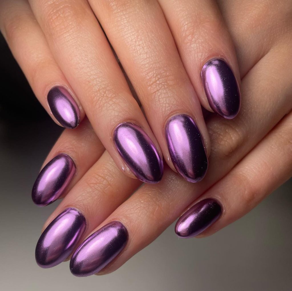  Simple Purple Chrome Nails