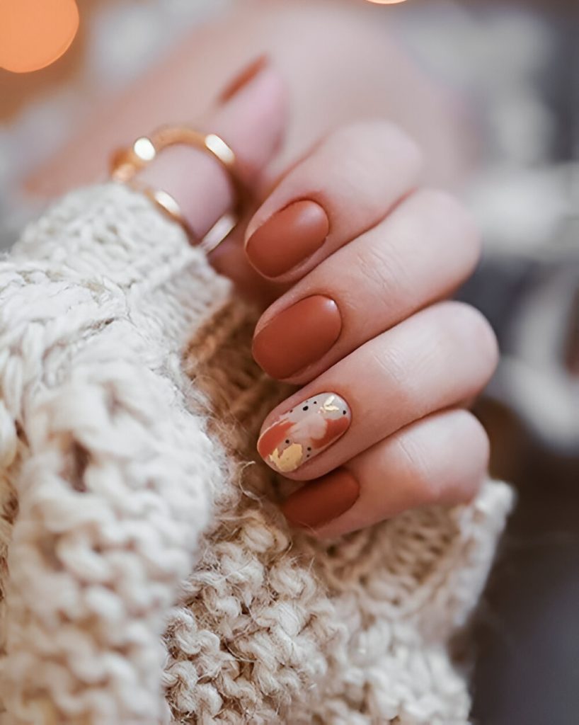 Simple Short Burnt Orange Nails