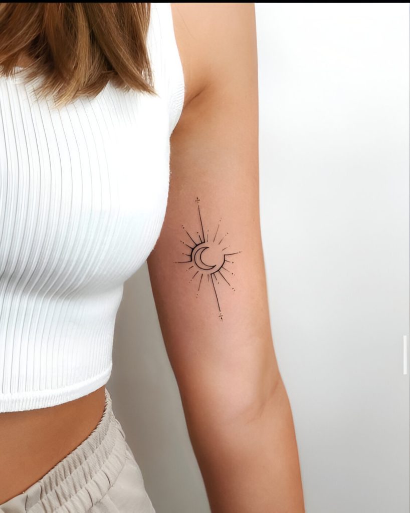Simple Sun And Moon Tattoo