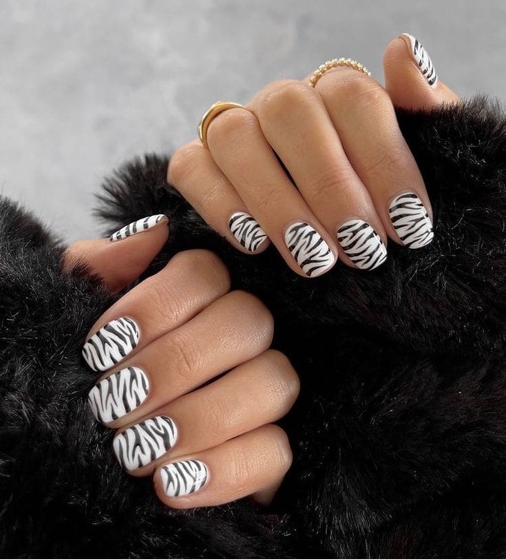 Simple Zebra Nails