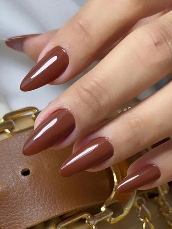 Single Tone Almond Fall Nails