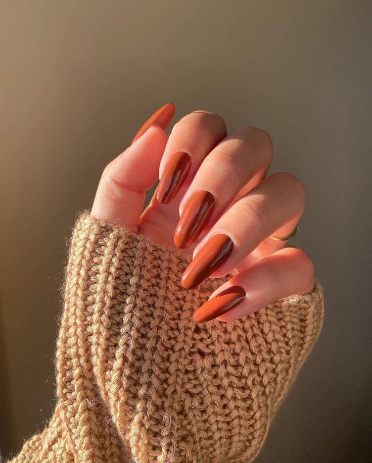 Single Tone Almond Fall Nails