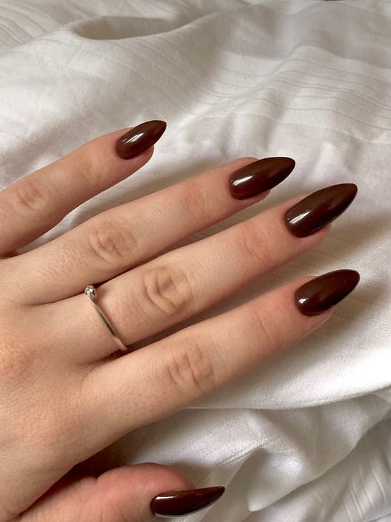 Single Tone Almond Fall Nails