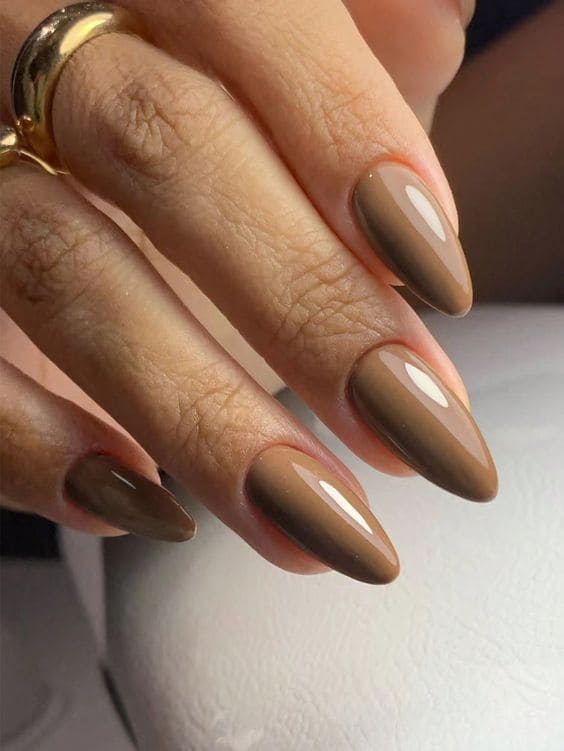 Single Tone Almond Fall Nails5